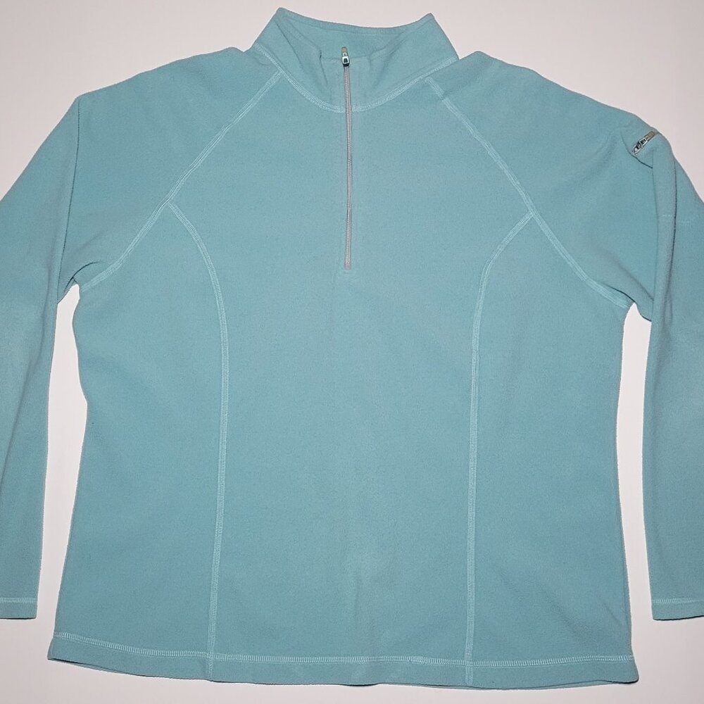 L.L. Bean Womens Mint Green 1/4 Zip Long Sleeve Fleece Pullover Size XL - Reg